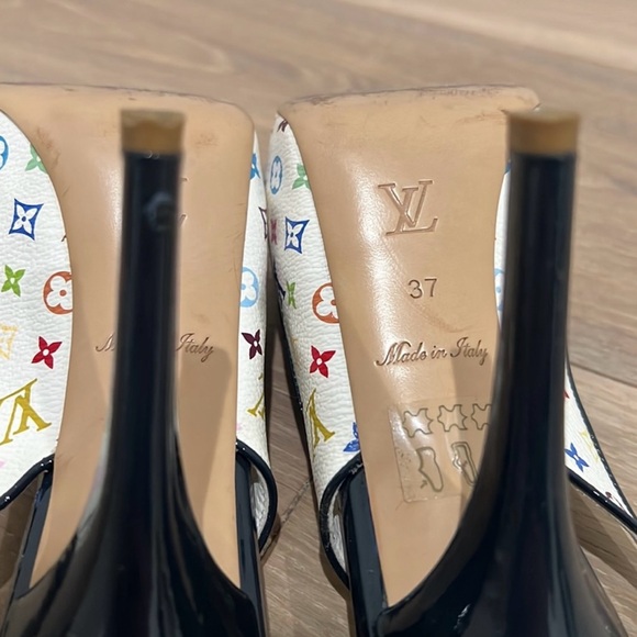 Louis Vuitton Black and Multicolor Open-Toe Heels - Picture 3 of 4